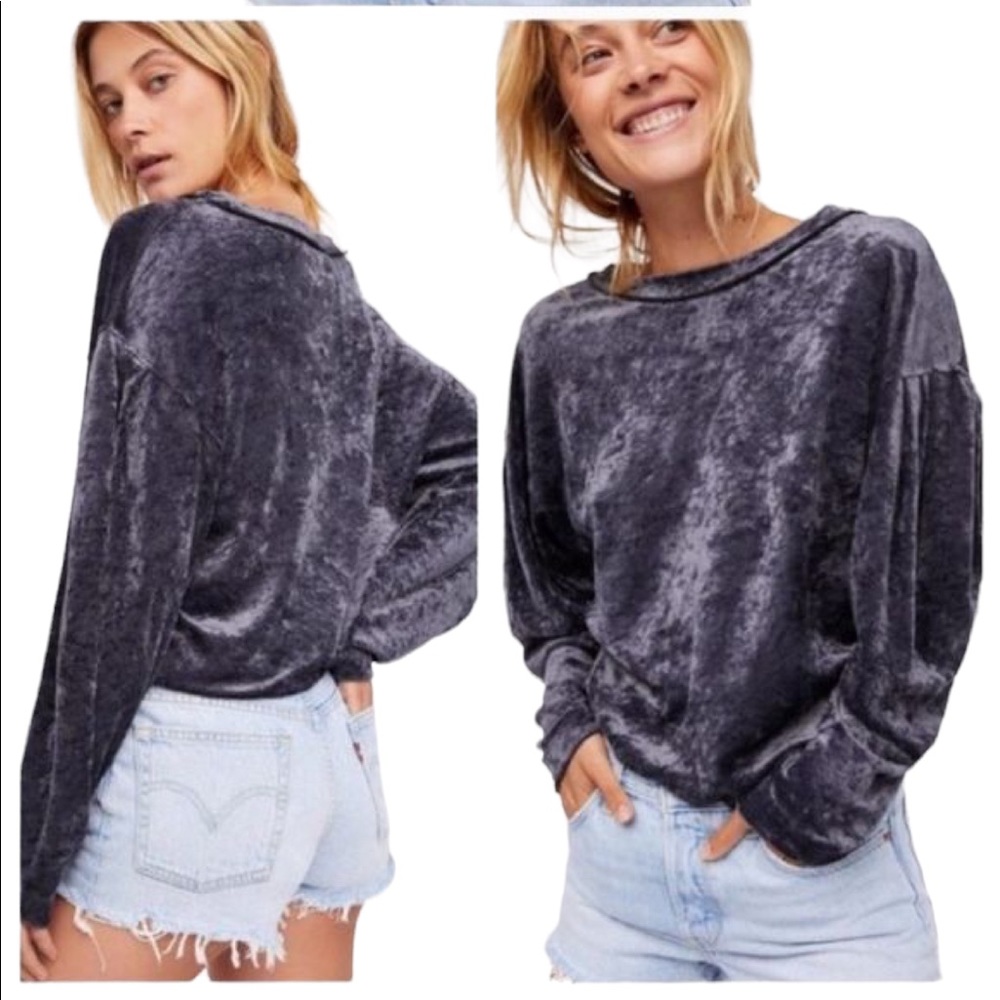 Free People Milan Pullover Luxe Velvet Dolman Sleeve Women’s Top Medium